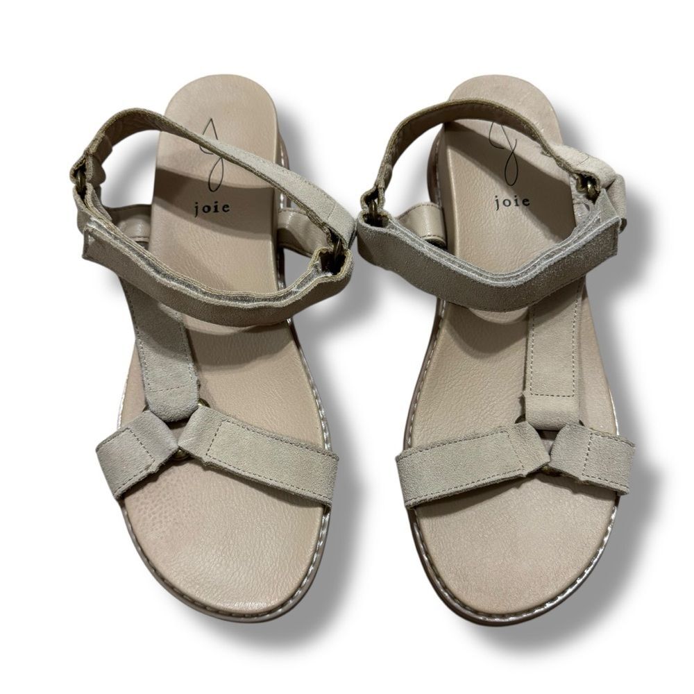 Joie Winona Beige Leather Sandals Women 9.5 Minimal Coastal Summer Style